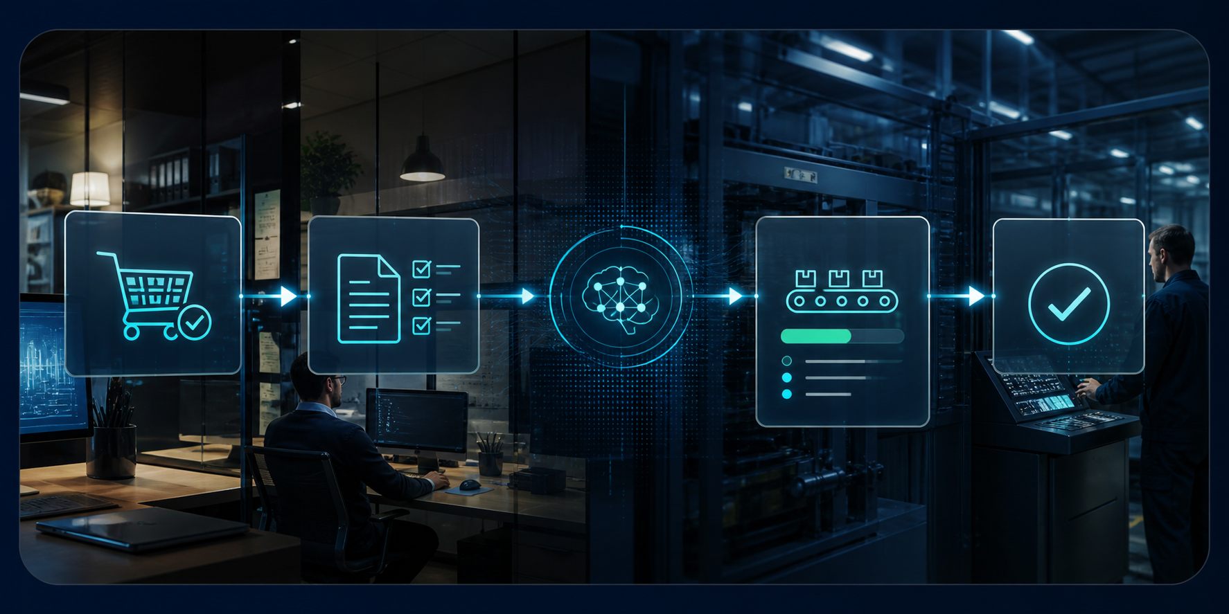 Automazione MindPLY che collega ordini, documenti e produzione aziendale